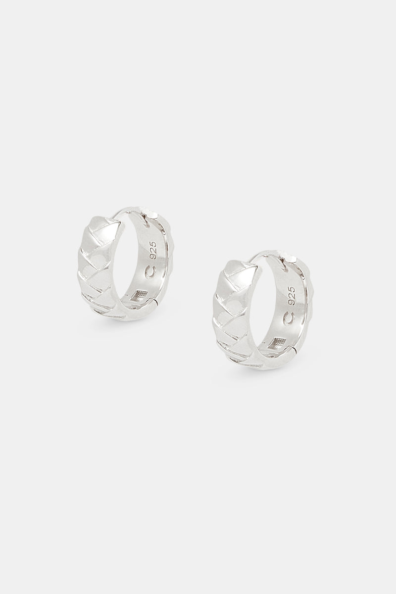 Polished Woven Huggie Earrings - 15mm