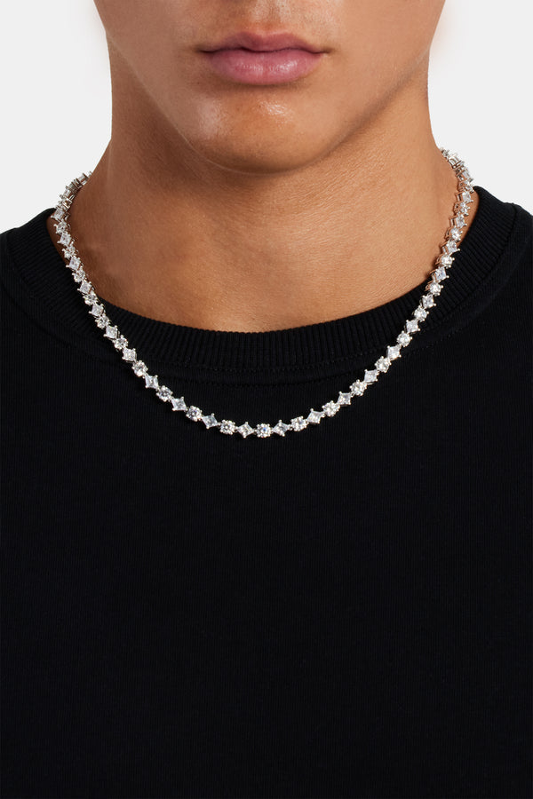 Round & Diamond Cluster Tennis Chain - 6mm