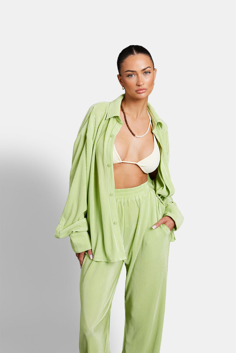 Oversized Plisse Shirt - Lime