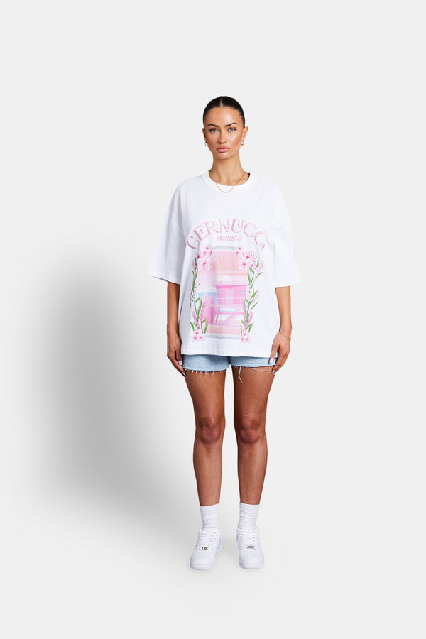 Miami Beach Hut Graphic T-Shirt - White