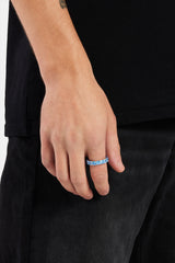 Iced Single Row Tennis Ring - Blue