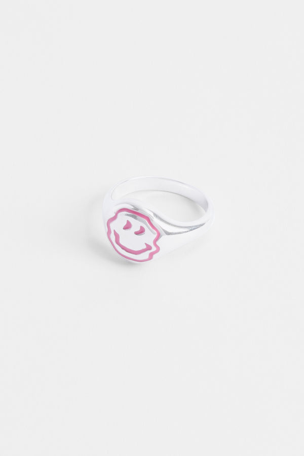 Pink Drippy Face Signet Ring