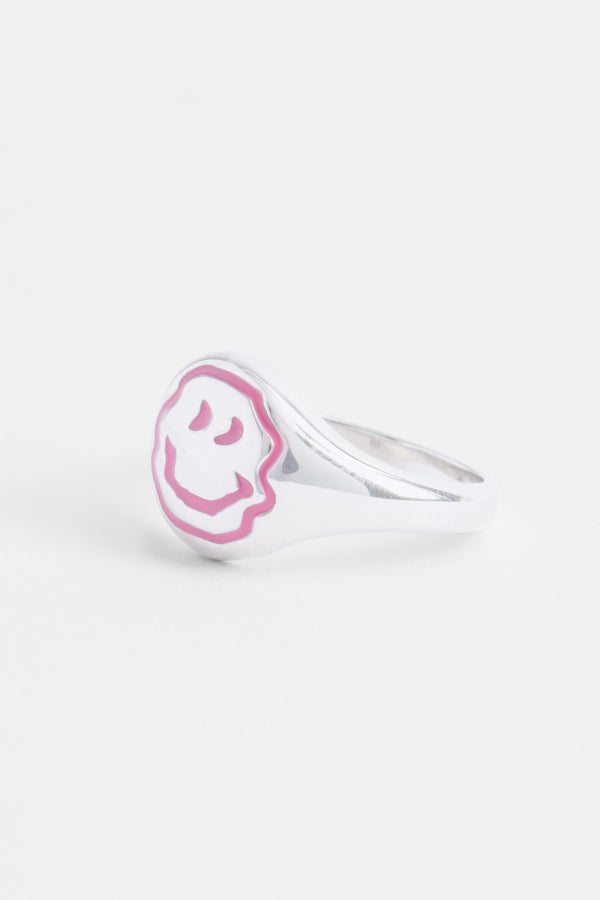 Pink Drippy Face Signet Ring