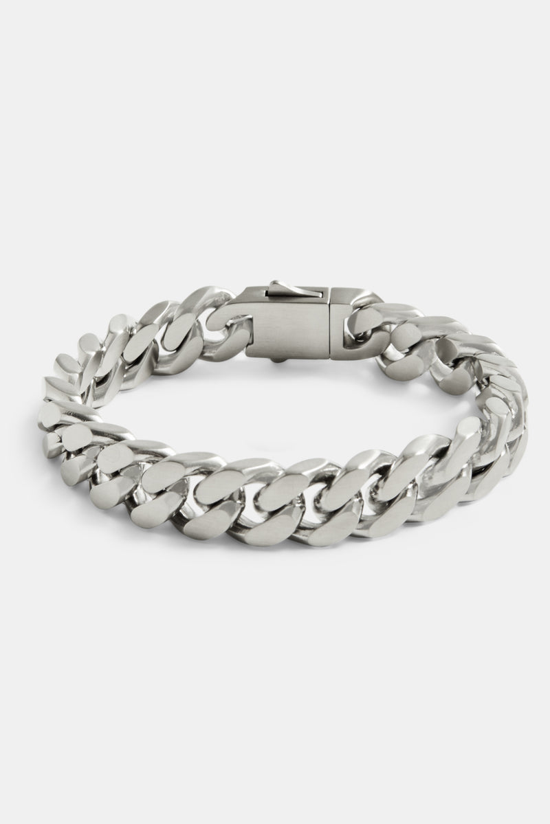 Polished Pewter Flat Cuban Bracelet / Chain