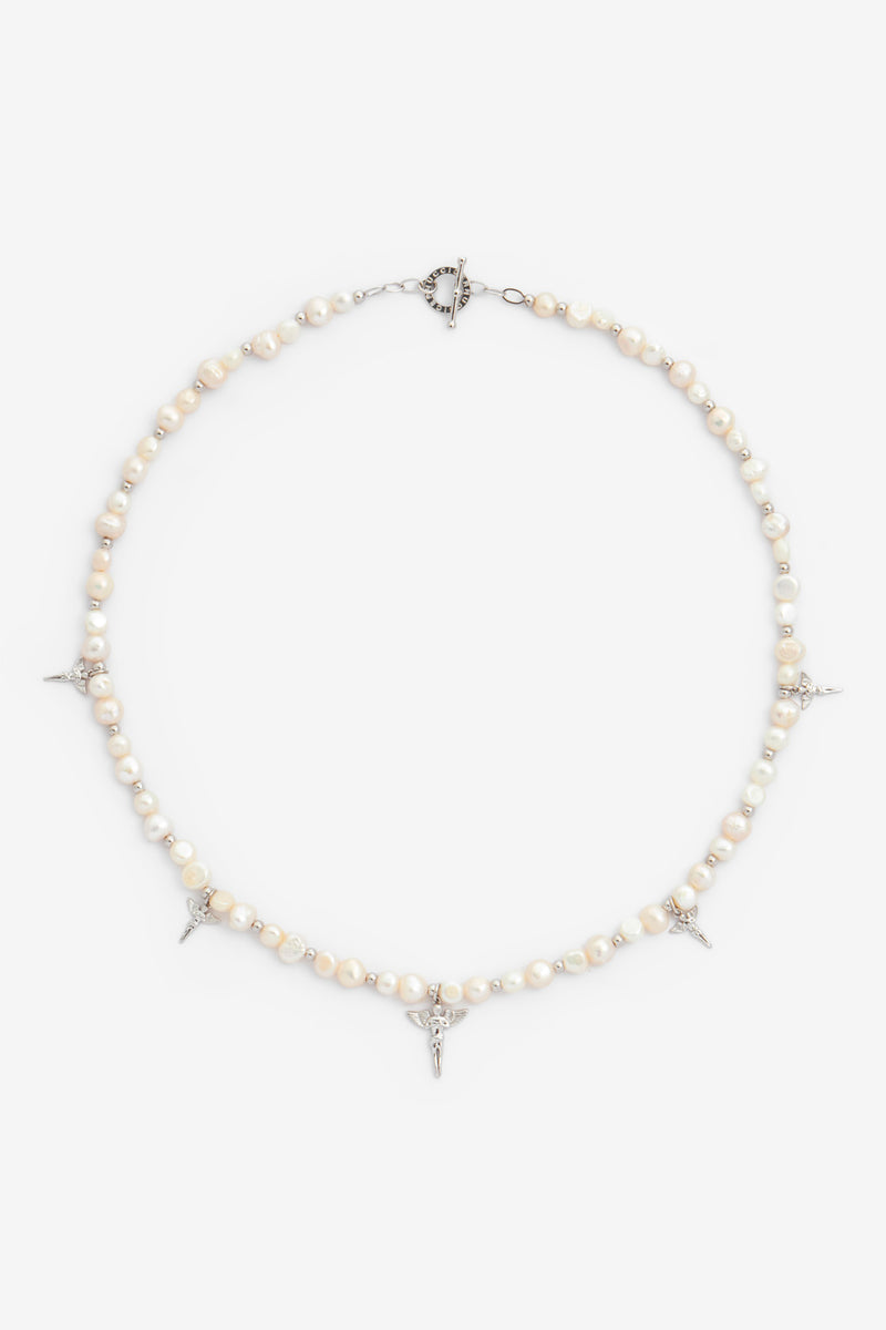 Pearl And Polished Motif Necklace