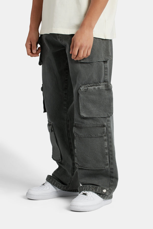 Baggy Utility Cargo Jeans - Dark Grey