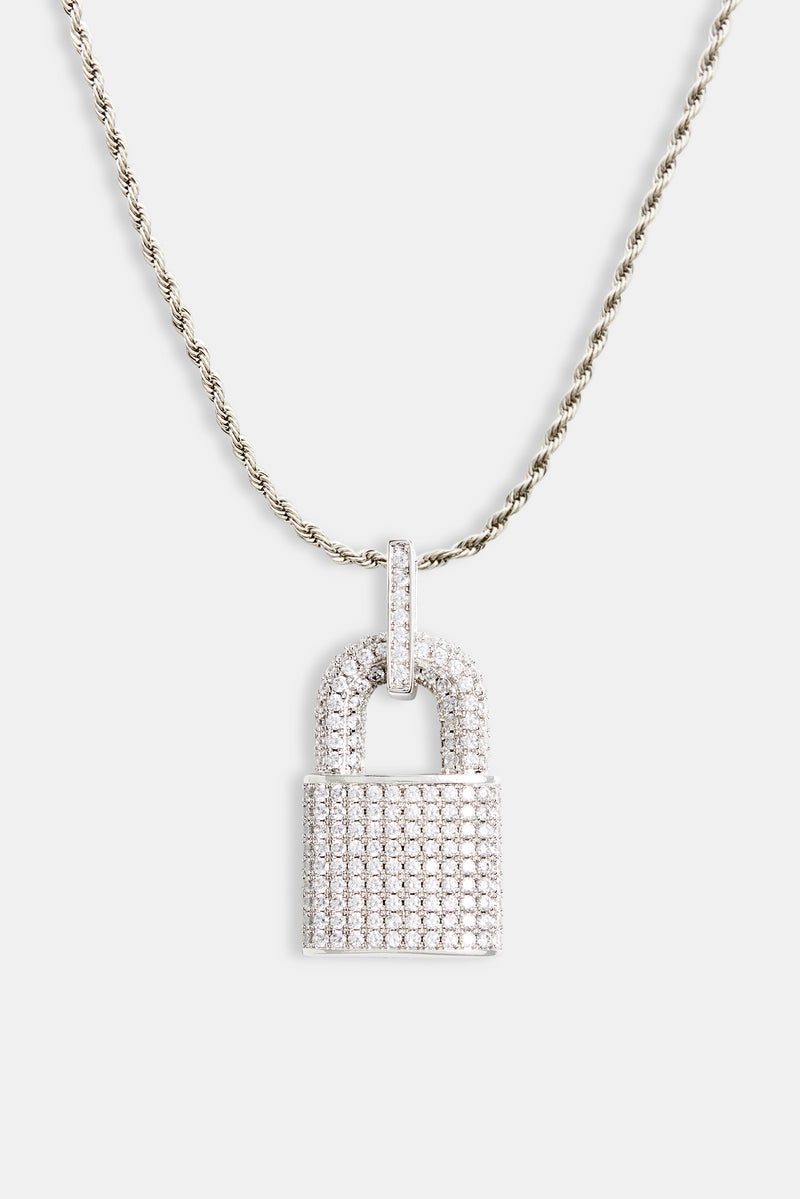 Iced CZ Padlock Pendant