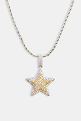 Iced CZ 2 Tone Star Pendant