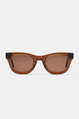 Rounded Square Acetate Frame Sunglasses - Brown