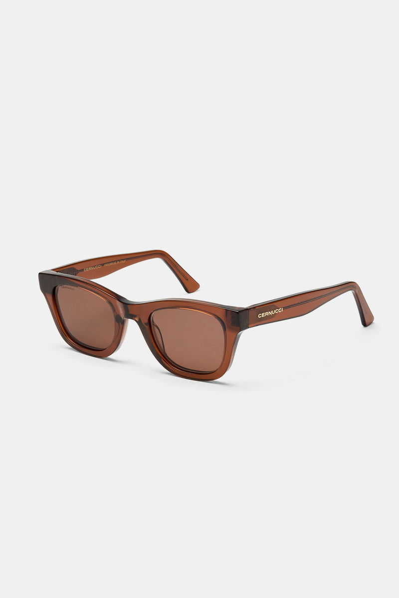 Rounded Square Acetate Frame Sunglasses - Brown