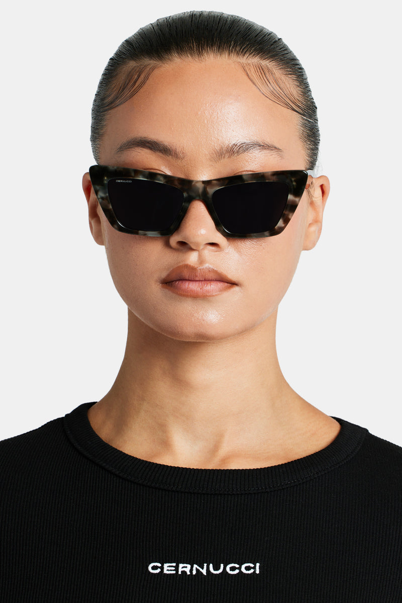 Square Cat Eye Acetate Frame Sunglasses - Multi