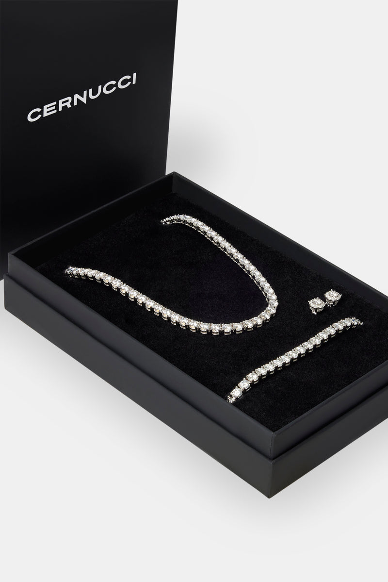 Moissanite 5mm Tennis Chain, Bracelet & Earring Set