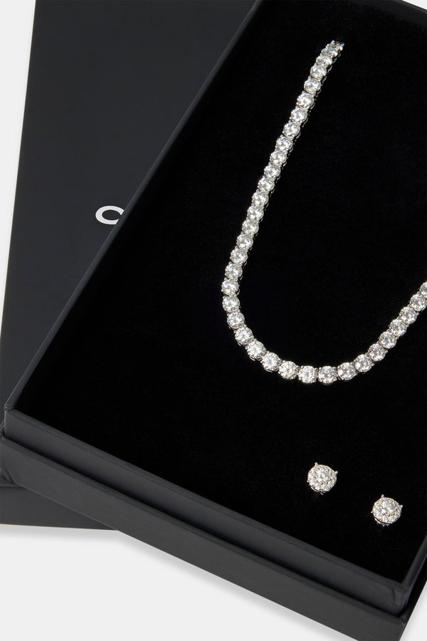 Moissanite 5mm Tennis Chain & Earring Set