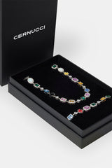 Multi Gemstone Motif Chain & Bracelet Set