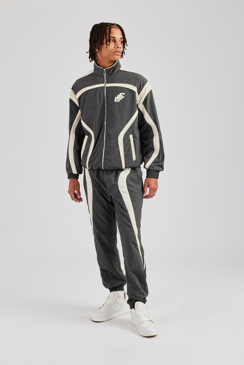 CCC Nylon Zip Through Tracksuit - Charcoal