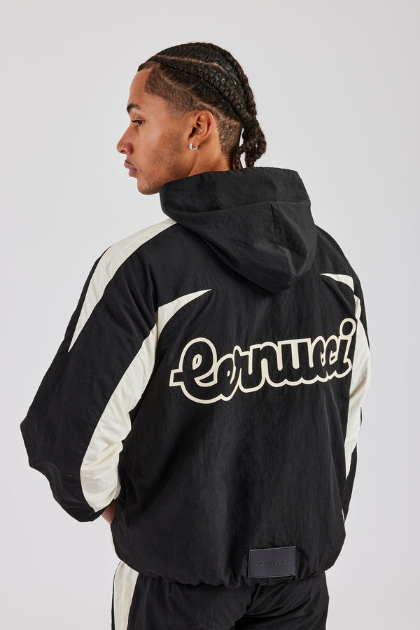 Cernucci Contrast Panel Nylon Track Top - Black