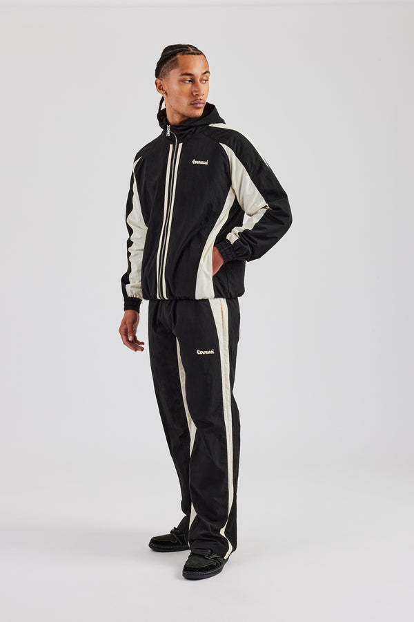 Cernucci Contrast Panel Nylon Tracksuit - Black