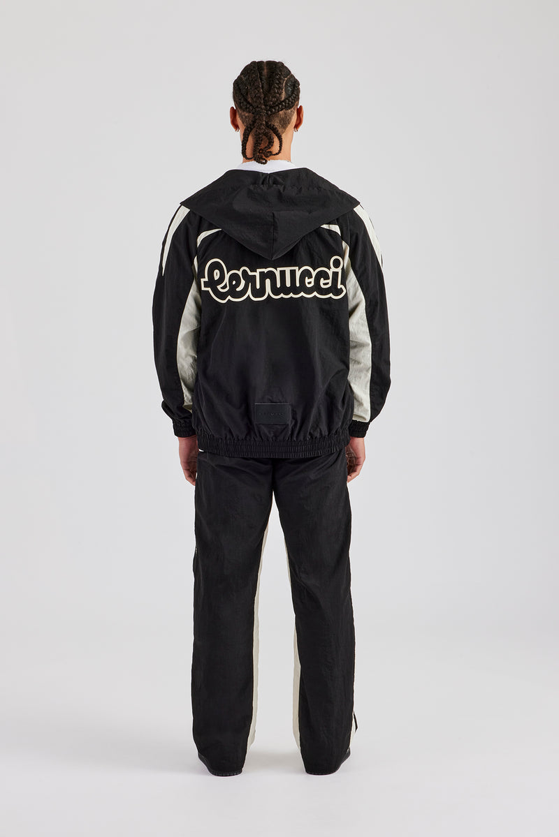 Cernucci Contrast Panel Nylon Tracksuit - Black