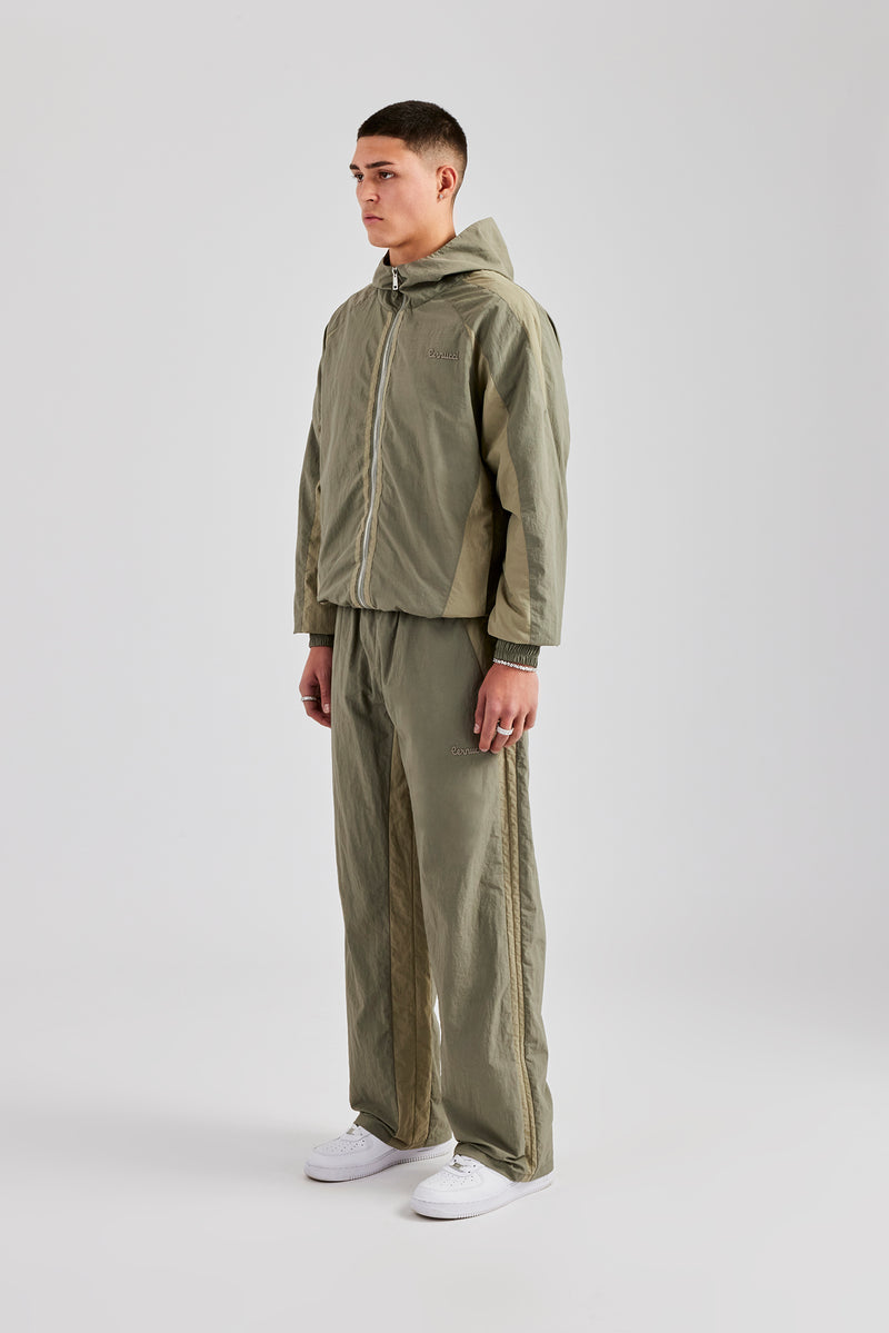 Cernucci Contrast Panel Nylon Tracksuit - Khaki