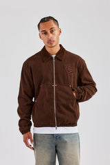 Cord Collar Carpenter Twill Harrington - Chocolate