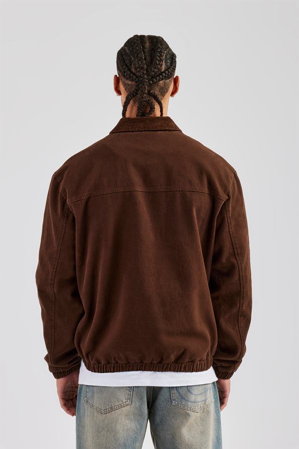 Cord Collar Carpenter Twill Harrington - Chocolate