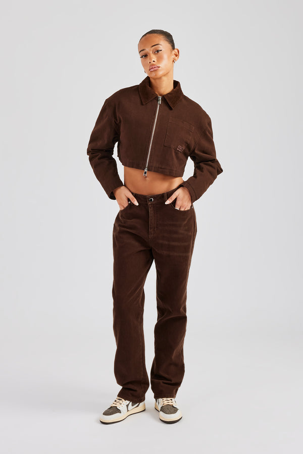 Twill Cord Collar Jacket & Trouser - Chocolate