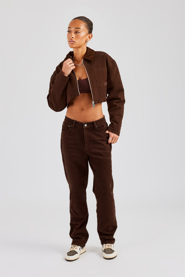 Twill Cord Collar Jacket & Trouser - Chocolate