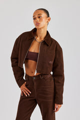 Twill Cord Collar Jacket & Trouser - Chocolate