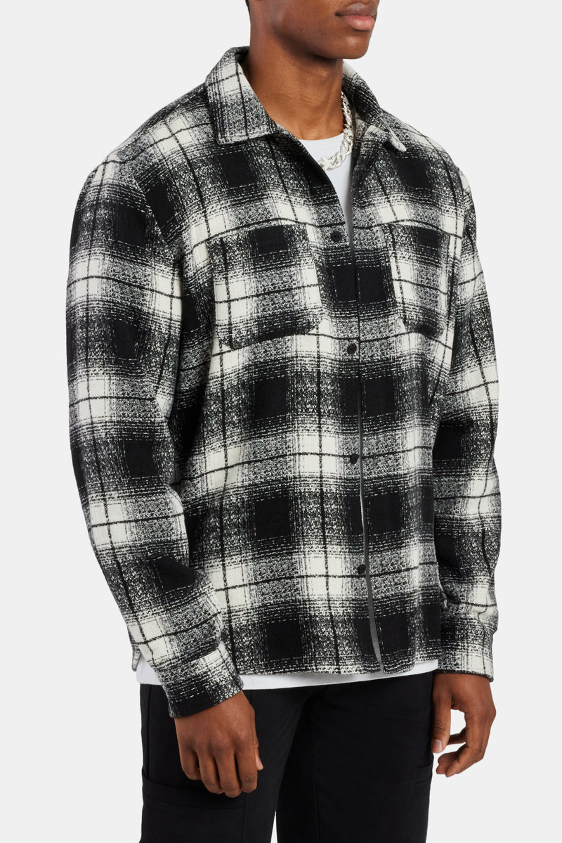 Boucle Check Overshirt - Black