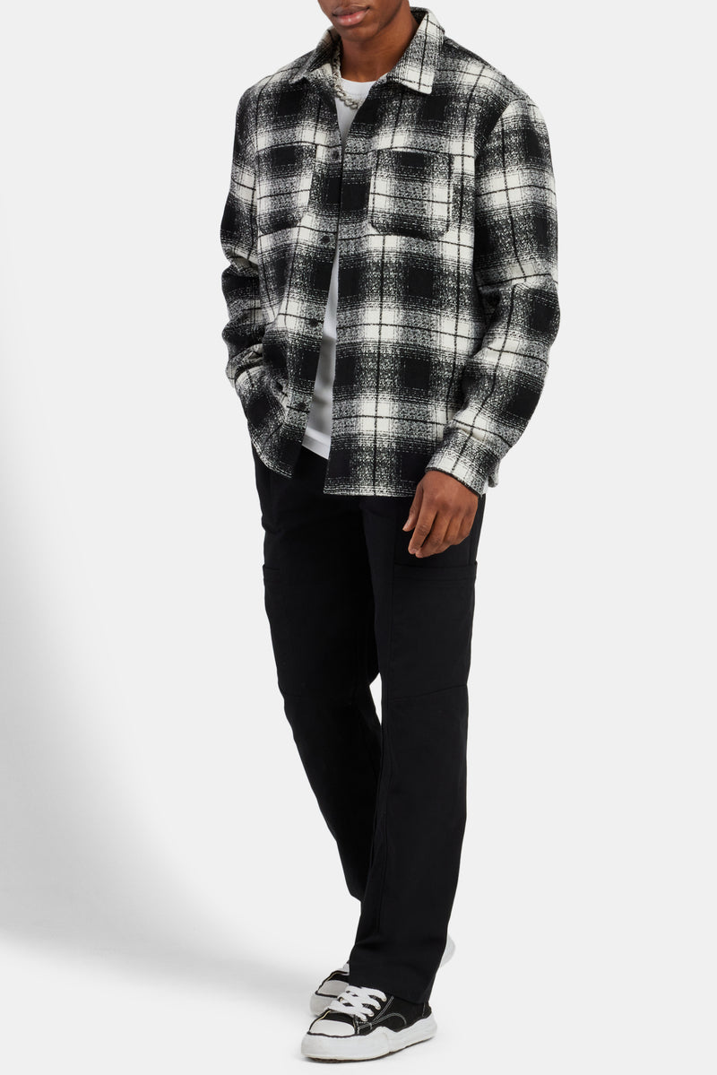 Boucle Check Overshirt - Black