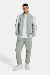 Nylon Panelled Tracksuit- Light Grey