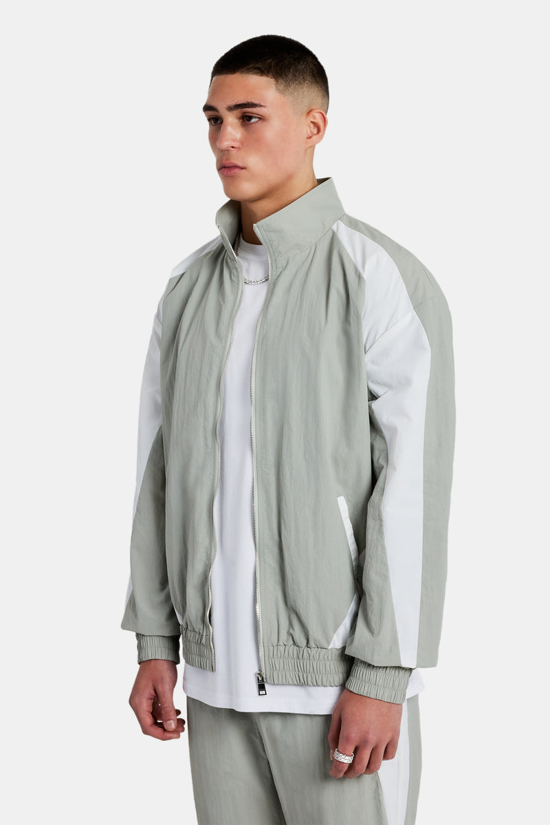 Nylon Panelled Track Jacket - Light Grey