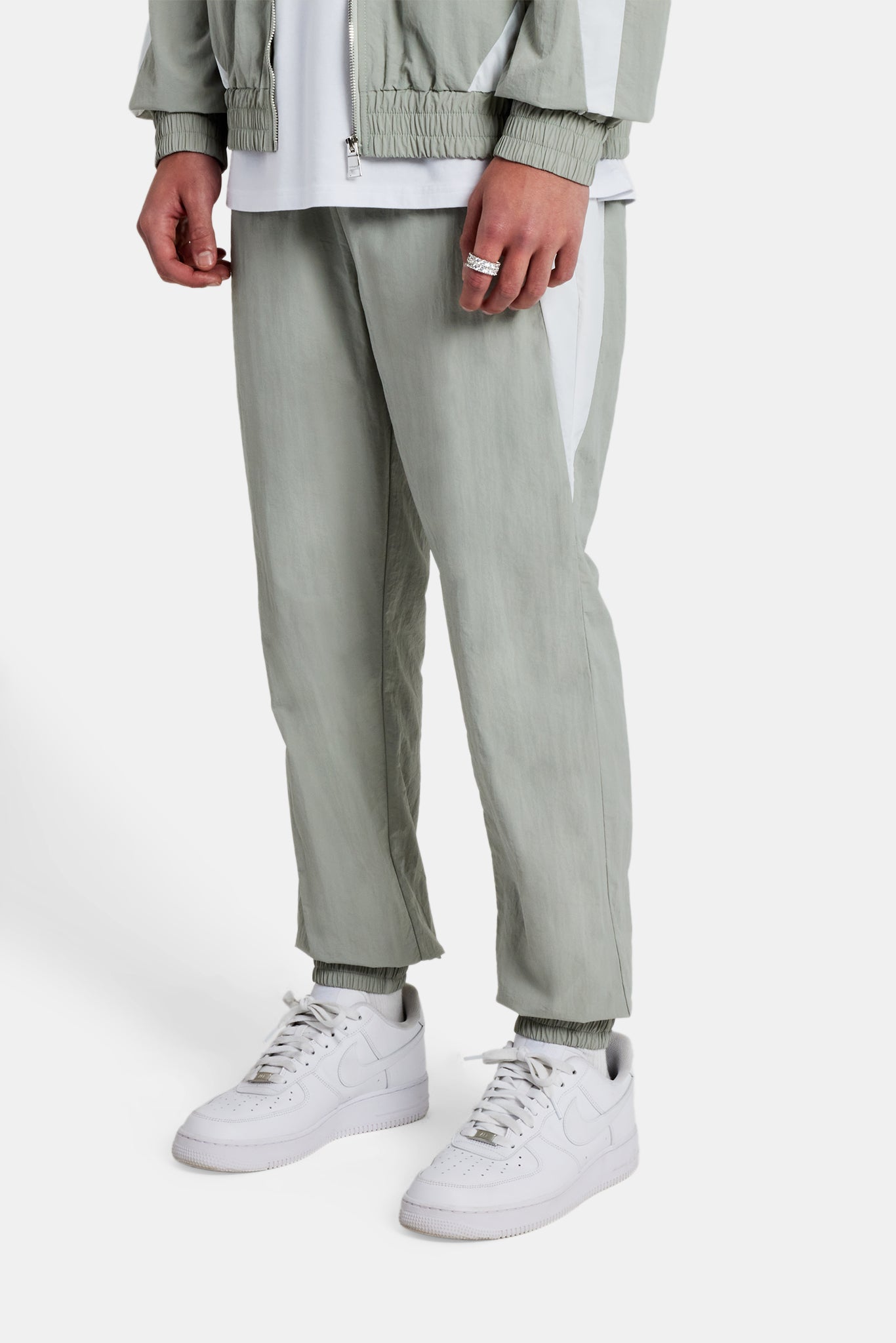 Nylon Panelled Track Joggers - Light Grey | Mens Joggers | Shop Plain ...