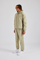 Nylon Colour Block Zip Through Tracksuit - Light Khaki