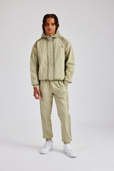 Nylon Colour Block Zip Through Tracksuit - Light Khaki