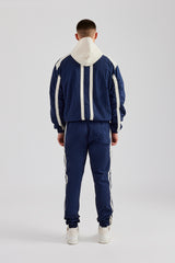 Nylon Colour Block Zip Through Tracksuit - Navy