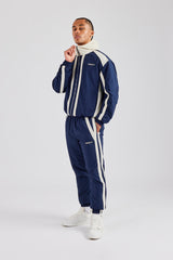 Nylon Colour Block Cuffed Jogger - Navy