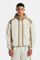 Nylon Colour Block Zip Through - Off White