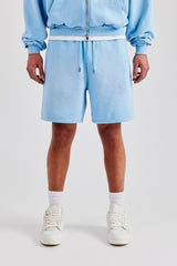 Washed Relaxed Fit Jersey Short - Light Blue