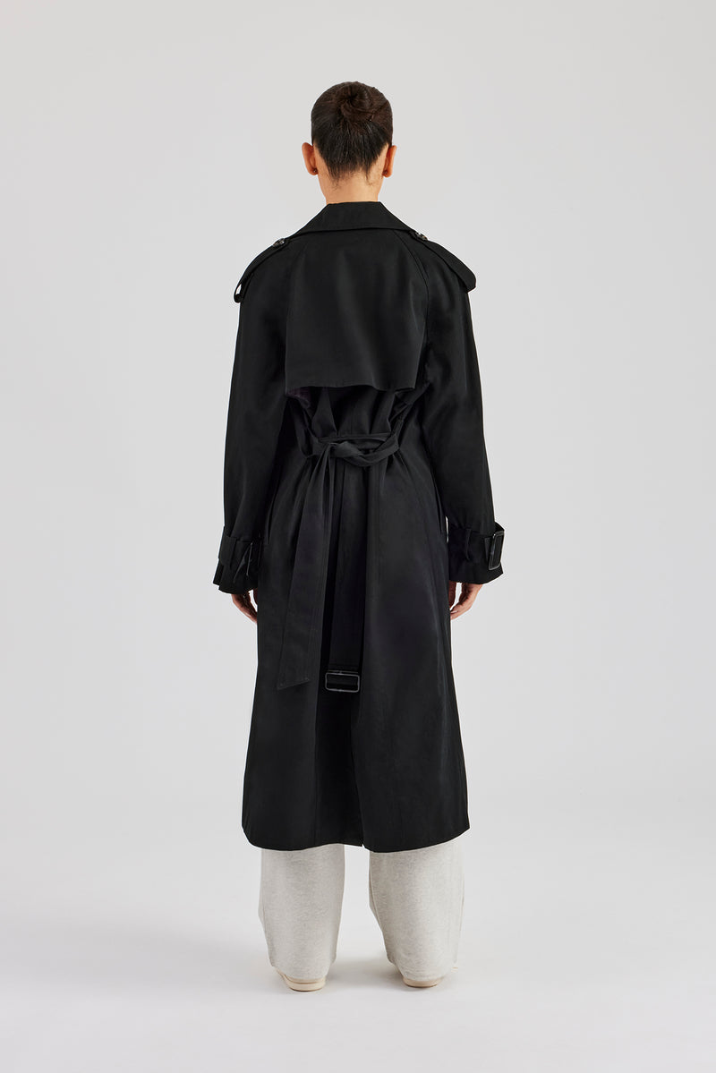 Twill Trench Coat - Black