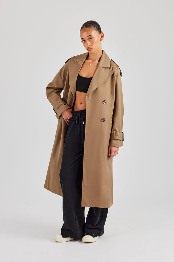 Twill Trench Coat - Taupe