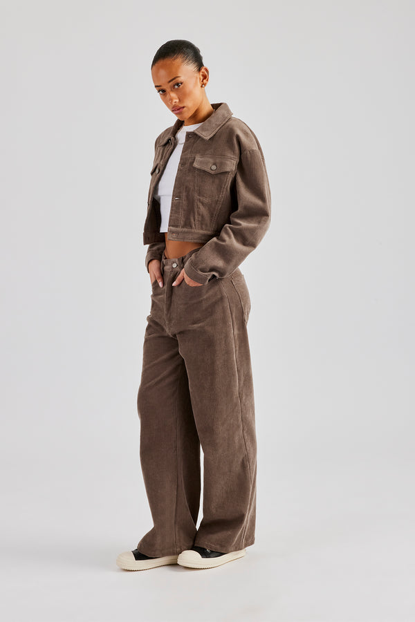 Cropped Cord Jacket & Trouser - Taupe