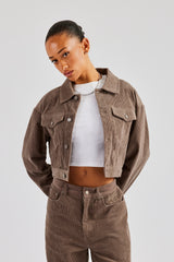 Cropped Cord Jacket - Taupe