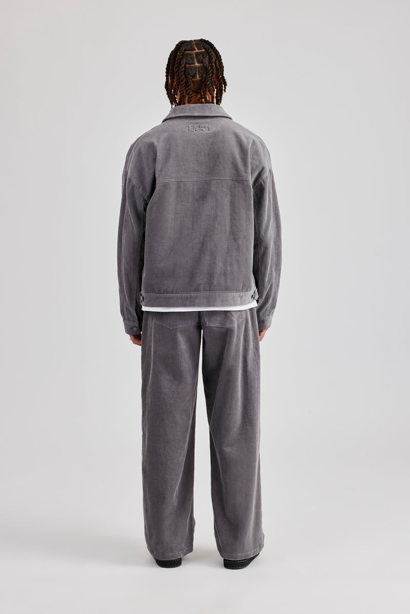 Oversized Cord Jacket & Straight Leg Trouser - Grey