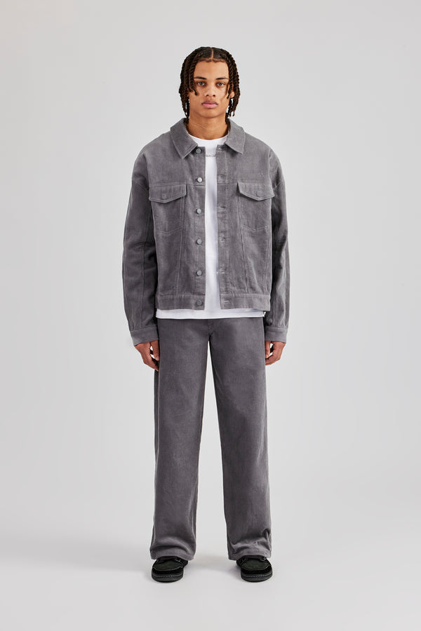 Oversized Cord Jacket & Straight Leg Trouser - Grey