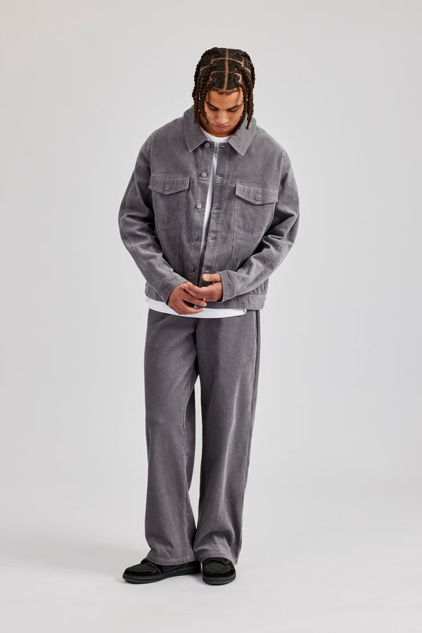 Cord Straight Leg Trouser - Grey