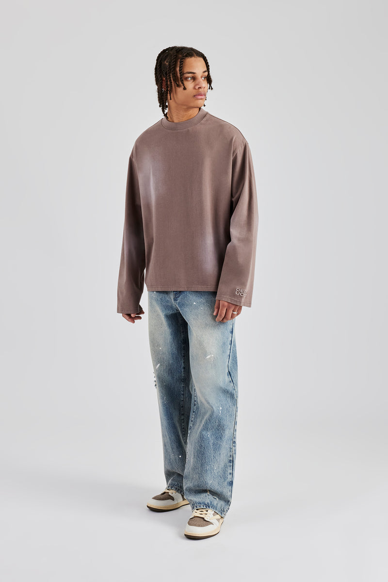 Washed Long Sleeve T-Shirt - Taupe