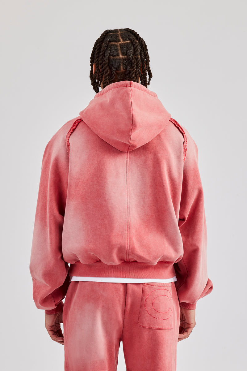 Washed Cernucci Drawcord Hoodie - Washed Red