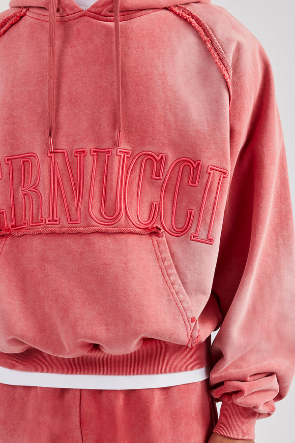 Washed Cernucci Drawcord Hoodie - Washed Red