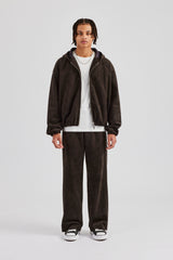 Suede Zip Through Hooded Jacket & Jogger - Charcoal